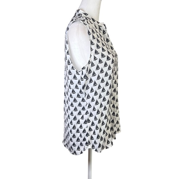 BANANA REPUBLIC Sailboat Nautical Sleeveless Button-Up Shirt Top Women’s Sz S - Picture 4 of 13